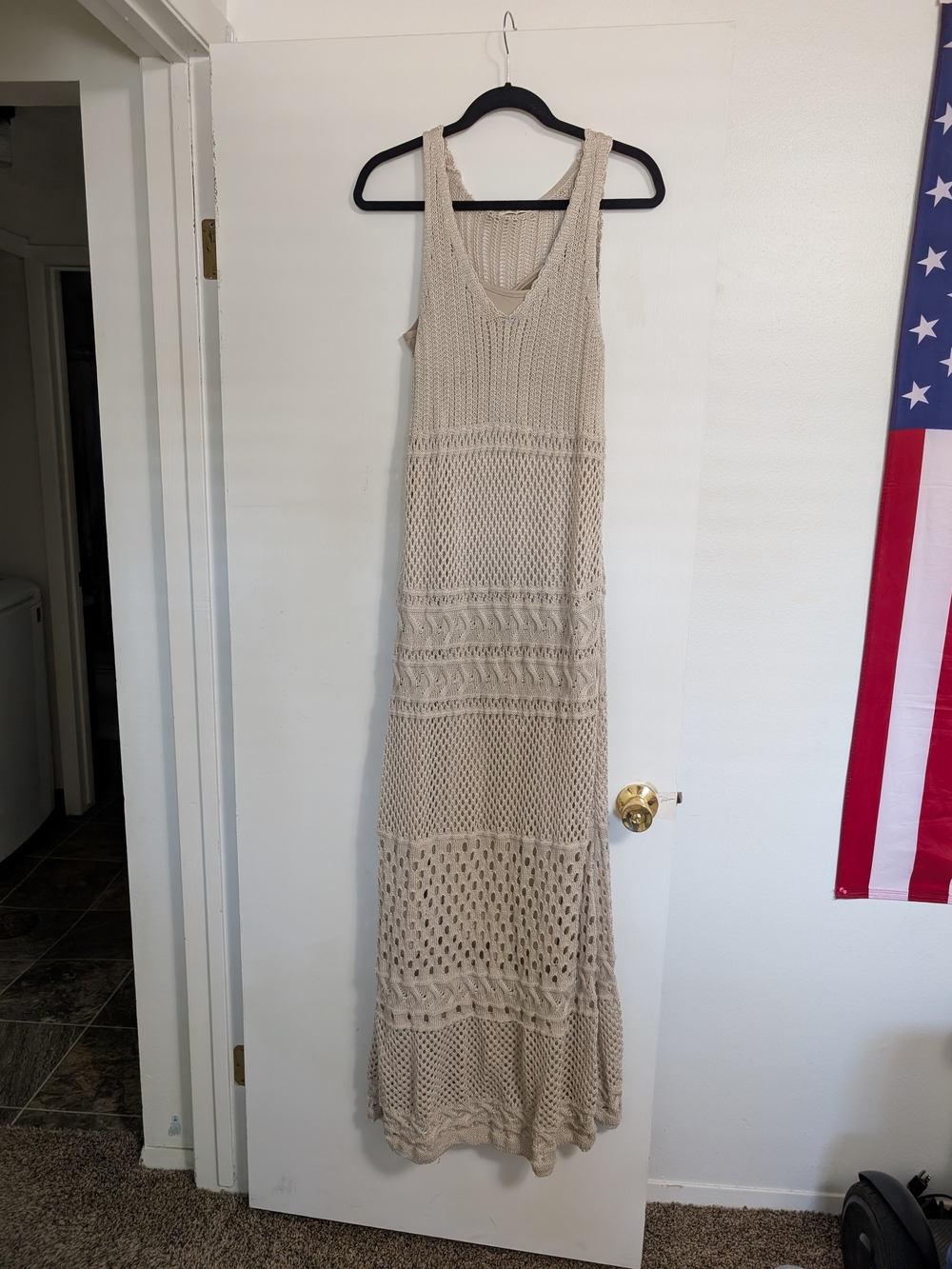 Beige Crochet Maxi Dress - Women